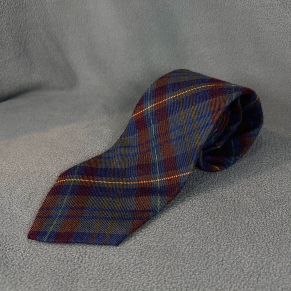 Vintage GAP Mens Plaid Necktie Wool Rayon Tartan Preppy 90s Academia 57"